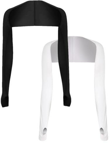 GGUFAY 2 Pezzi manicotto di raffreddamento per braccio, Scialle Donna Anti-UV Protezione Solare Maniche Braccio Traspirante Scialle Maniche Braccio Golf (nero, bianco)
