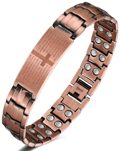 Jeracol kupferarmband herren,kupferarmband mit magneten,99,99% massives Kupfer, verstellbare Größe und Schmuck-Geschenkbox