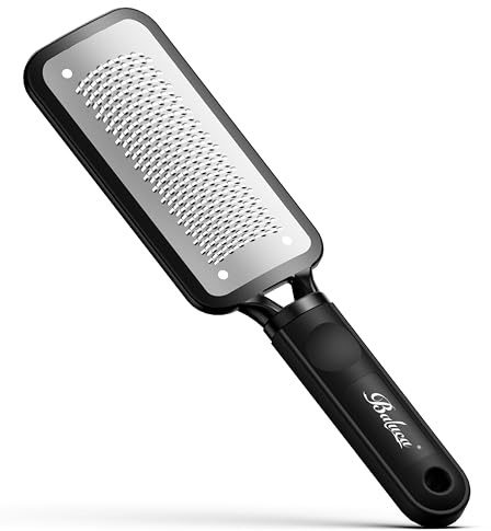 BALUCA Professional Foot File & Callus Remover - Stainless Steel Foot Rasp & Metal Feet Scrubber, Pedicure Tool for Hard Skin & Dead Skin Removal, Cracked Heel Repair for Baby Soft Feet (Black)