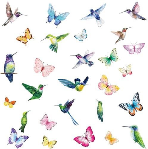 ZEMINRI 59 Pcs Wall Stickers Waterproof Birds Butterflies Window Reusable Self-Adhesive Girls Wall Window Sticker for Bedrooms Glass Anti Collision Bird Door Sticker for Interior Doors Home Office