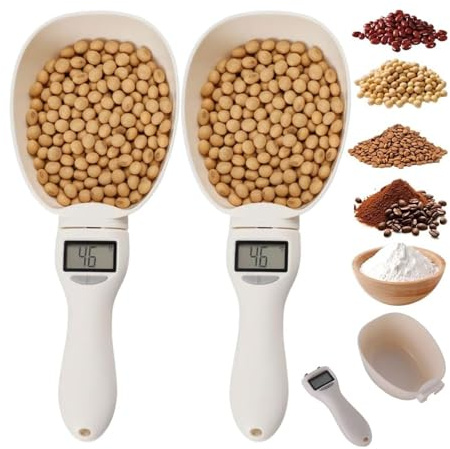 Electronic Measuring Spoon with Conversion, Adjustable Digital Measuring Spoons for Cooking Baking, High Precision Kitchen Gadget with LCD Display, Portable Tool for Pet Dog Cat Food (2PC)