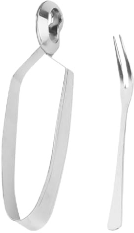 SUPVOX Pinzas para Caracoles de Acero Inoxidable 2 Piezas, Incluye Tenedor y Pinza para Servir, Herramientas de Cocina para Mariscos, Uso en Casa y Restaurante, Mango Ergonómico