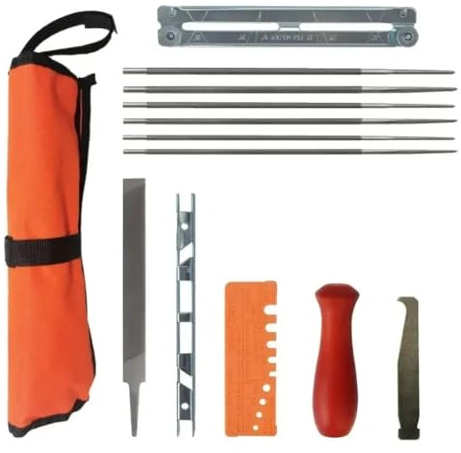 YGBWAOV Kit di Affilatura per Catene di Motosega Professionale 13 Pezzi Set Manico In Legno File Rotondo/Piatto Guida Barra Affilatrice