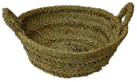 Capazo de esparto o leñero redondo, cesto para la leña o decoración Birdikus (2V, aprox. 30-35x13 cm)