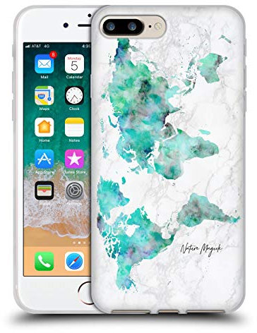 Head Case Designs sous Licence Officielle Nature Magick Bleu Vert Mer Carte du Monde sur Marbre Coque en Gel [Protection de Qualité Militaire] Compatible avec Apple iPhone 7 Plus/iPhone 8 Plus