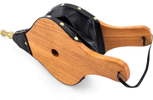 Amagabeli Mantice per Camino 42cm Grande Soffietto in Legno Soffietto per Camini e Grill Soffiatore ad Aria Manuale Wooden Fire soffietto in Legno Naturale per Camino Campeggio Barbecue con Cinturino