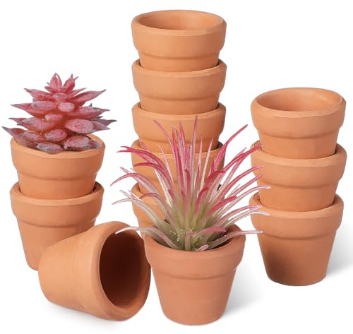 Yardwe 12 Stück kleine kleine Sukkulenten aus Ton, Keramik-Blumentöpfe für Kinderzimmer, Terracotta-Topf für Hochzeiten, Pflanzen, Basteln (3 x 3 cm)