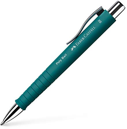 FABER-CASTELL 241167 - Kugelschreiber Poly Ball XB, emerald grün, 1 Stück, mit auswechselbarer Mine, dokumentenecht