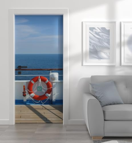 MyMaxxi Türtapete selbstklebend - Einteilige Türfolie 90x200 cm - Motiv: Schiffsreling Türklebefolie zum verschönern & bekleben der Tür - Türaufkleber aus Klebefolie