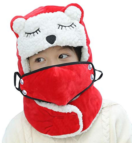 JIAHG Kinder Winter Fliegermütze Trappermütze Winddicht Warm Wintermütze mit Ohrenklappen Mädchen Jungen Baseball Cap Schirmmütze Fellmütze Pilotenmütze für Snowboarden Skaten Skifahren