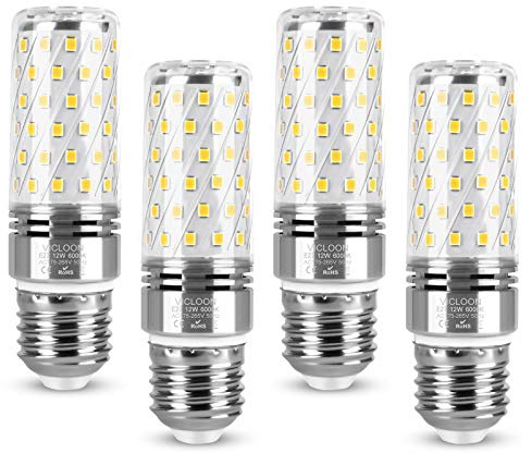 Vicloon E27 LED Mais Glühbirne 12W, Kaltweiß 6000K, 1400LM Entspricht 100W Glühbirnen, E27 Mais Birnen mit 84 LEDs, Groß Abstrahlwinkel 360°, Kein Flackern, Led Leuchtmittel, 4er-Pack