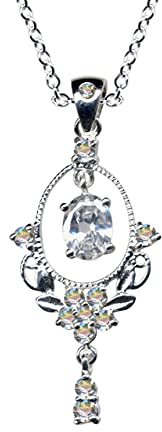 Art Nouveau 54048 - Collar de estilo juvenil con colgante de plata de ley 925 y cristales de circonio, color blanco