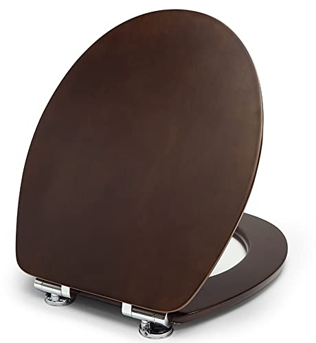 MANY Holz Toilettensitz Softclose Antibakterielle Klobrille Mit Quick-Release Funktion WC-Sitz U-förmig Toilettendeckel Einfache Montage(V Shape)
