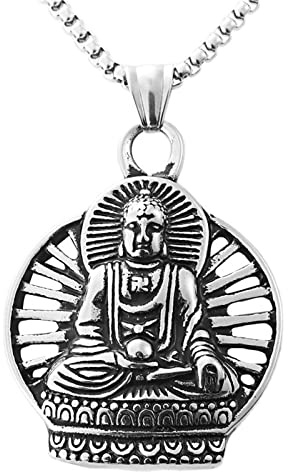 HCMA Buddhismus Buddha Gold Silber Farbe Titan Stahl Männer Halskette Anhänger Kette für Freund Männlichen Schmuck Kreativität Geschenk