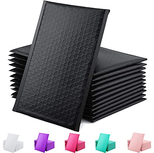 Luftpolster-Versandtaschen, metallische Folie, wasserdicht, selbstklebend, Luftpolstertaschen, gepolsterte Umschläge für Versand, Versand, Verpackung, Bulk (schwarz, 190 x 230 mm)