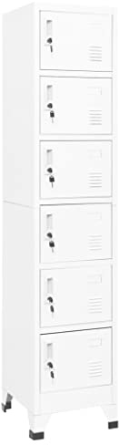 KOIECETA Schließfachschrank Umkleideschrank Wertfachschrank Metallspind (Weiß, mit 6 Schließfächern/38 x 40 x 180 cm)
