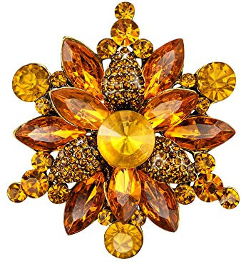 Clearine Blume Brosche Damen Art Deco Marquise Strass Pin für Kleidung Champagne Antique-Gold-Tone