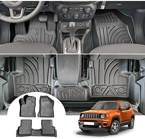 GAFAT J-eep Renegade BU 2015-2024 2025 Fussmatten, Renegade Fußmatten Gummimatten Original, 3D-Scannen TPE Hoher Rand, Renegade Matten, Kompatibel mit Jeep Renegade Zubehör