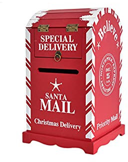 YZJSSL Lettre de boîte aux Lettres de Noël au père Noël, boîte aux Lettres extérieure Magique rétro en Bois, décorations de Noël en Plein air