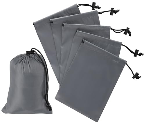 PALTERWEAR Drawstring Bag with Toggle - Nylon Cinch and Ditty Pouch Six-Pack (Gray, 5 x 7 Inch, Set of 6)
