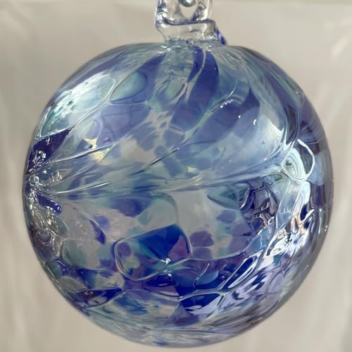 Kugel zum hängen Bunte Glaskugel zum aufhängen Ornament türkis blau mit Metalleffekt Fensternkugel mundgeblasenes Kristallglas Ø ca. 10 cm