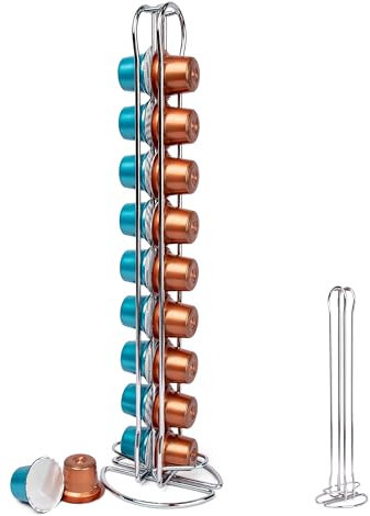 Organizador de Cápsulas de Café - Soporte para 20 Cápsulas de Nespresso, Portacapsulas Acero Inoxidable Para Mesa, Oficina, Comedor (20 Cápsulas)