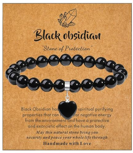 XIANNVXI Bead Bracelets for Women Black Obsidian Crystal Bracelet for Women Birthday Presents 8mm Beaded Bracelet Jewellery for Ladies
