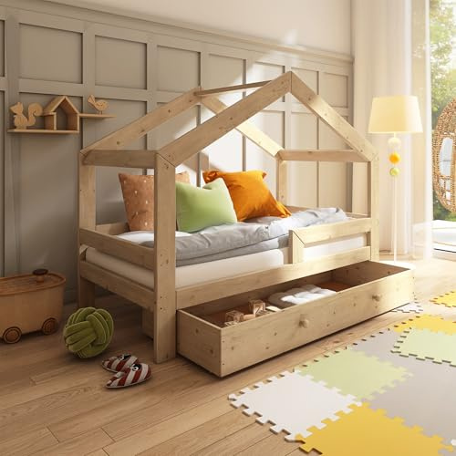 Need Sleep Hausbett 80x160 cm mit Schublade und Rausfallschutz Symmetrisch