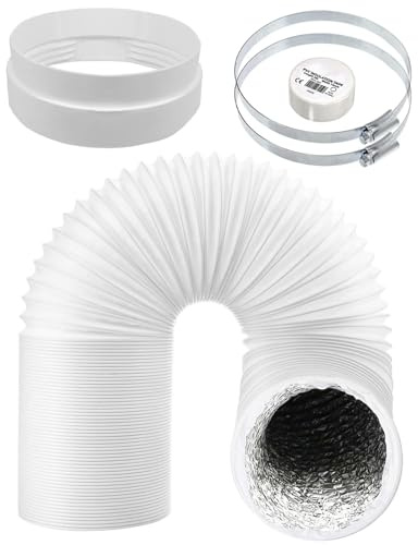 SPARES2GO Universal Vent Duct Hose Extension Kit for Air Con Conditioner Flexible White 6in 152mm 3m