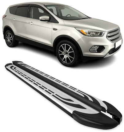 OMAC Pedane Laterali Sottoporta compatibile con Ford Kuga II ST-Line 2016-2019 Argento Nero 2 Pz