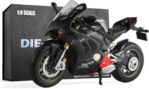 Risopen 1:9 motorcykelmodell kompatibel för Ducati Panigale V4 SP2 motorcykel leksak 1:9 motorcykel leksak gåva samling för barn vuxna (svart)