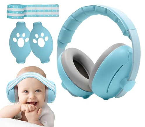 Casque anti-bruit pour enfants, casque anti-bruit de sécurité | Confort réglable passif avec annulation du bruit, casque anti-bruit portable pour concerts, spectacles aériens, étude, feux d'ar, bleu