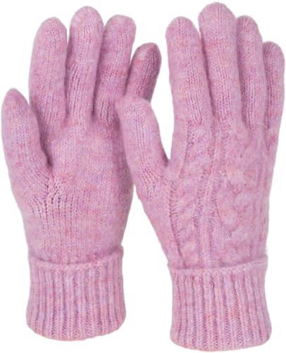 styleBREAKER Damen Strickhandschuhe Zopfmuster Wollmix | Isolierendes Gewebe, elastische umgeschlagene Bündchen gegen Kälte. Einheitsgröße für Handumfang von 16-21 cm (Größe 6-8).