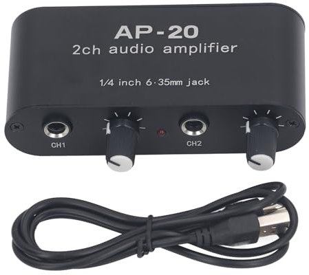 2CH Sound Amp Balanced Circuit Sound Vorverstärker Dual Channel 2CH Amp 0 Bis 20 DB Verstärkung Einstellbar 6,35 Mm Anschluss für TV PC