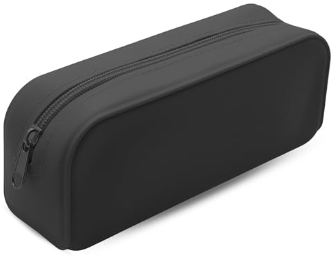 TECHZOCO Estuche Escolar, Estuche Multiusos de Silicona, Estuche portalápices, Accesorio Colegio, Accesorio lápices, Diseño Rectangular, Portalápices de Mesa, Longitud 18.5 cm, Silicona (Negro)