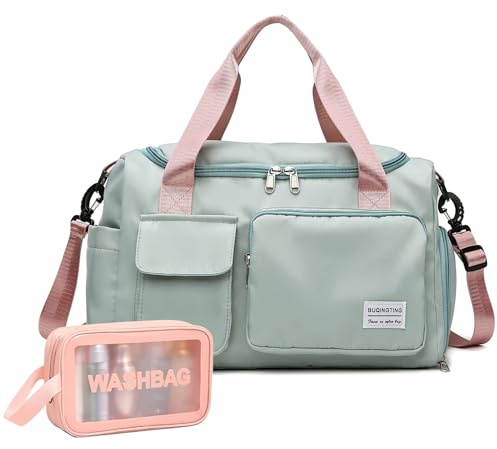 Epzia Damen Sporttasche Pink – Wasserdichte Reisetasche mit Schuhfach & Nassfach, Gym Bag für Workout, Weekender, Schwimmtasche für Reisen und Sport (Grün)