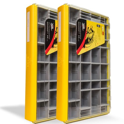 Tcakelox Deluxe Fishing Tackle Box, Waterproof 3600 and 3700 Tackle Trays, Organizer with Removable Dividers, Sealed Lure Box and Terminal Tackle Storage (2, 3700 Yellow)