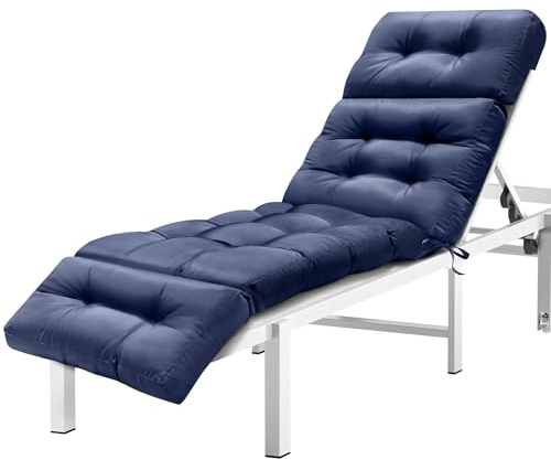 Outdoor Sitzkissen für Sonnenliegen- Wasserdichtes Gartenkissen mit zerkleinertem Schaumstoff, verstellbaren Haltegurten- Sitzauflage Sonnenliegen, Balkonmöbel und Poolbereich (Marineblau)