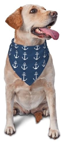 Minimalistisches Hundehalstuch mit Anker-Motiv, für kleine, mittelgroße und große Hunde, verstellbar, niedlich, dreieckig, Lätzchen, Schal, Taschentuch, Zubehör