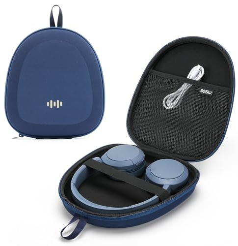 Headphone Case Hard Shell Super-Slim for Sony/JBL/Bose/Soundcore Anker/BERIBES KVIDIO TOZO JLab Over-Ear Headphones Universal Portable Travel Organizer Bag (Blue)
