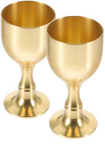 FIXOSHEE Copa De Latón Pequeña Decorativa Budista, Cáliz Metálico De 20 G, Diseño De, Uso Ceremonial Copa De Ofrendas, Pack De 2 Unidades