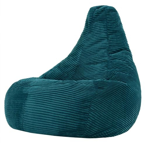 Icon Dalton XXL Sitzsack Cord mit Füllung, Blaugrün | In Deutschland Hergestellt, Sitzsack Erwachsene, Weicher Cordstoff, Gaming Sitzsack für Wohnzimmer und Schlafzimmer
