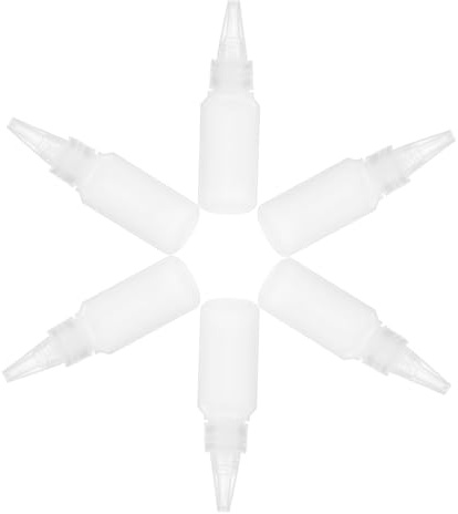 WRITWAA 6 Pezzi Bottiglie Mini Squeeze per Colla in Plastica Trasparente con Tappi Antigoccia per Applicazioni Industriali e Viaggio Dosaggio Preciso con Beccuccio Affilato per Coloranti