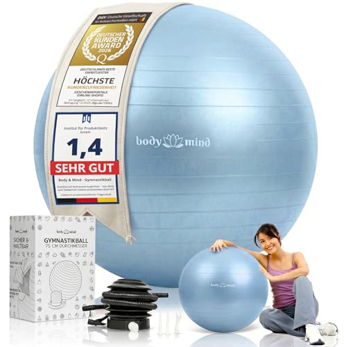 Body & Mind® Gymnastikboll med Pump – Anti-Burst, 55/65/75 cm