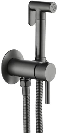 FQYEP Douchette pour Wc Installation Encastrée Douchette Wc Kit Eau Chaude et Froide avec Tuyau,Gris,Rond
