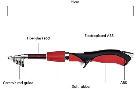 Aumotop Teleskopisk fiskespö Hållbar Bärbar Kombination för Fiskekit 6-sektions Surfspön för Vuxna Glasfiber (27557-b)