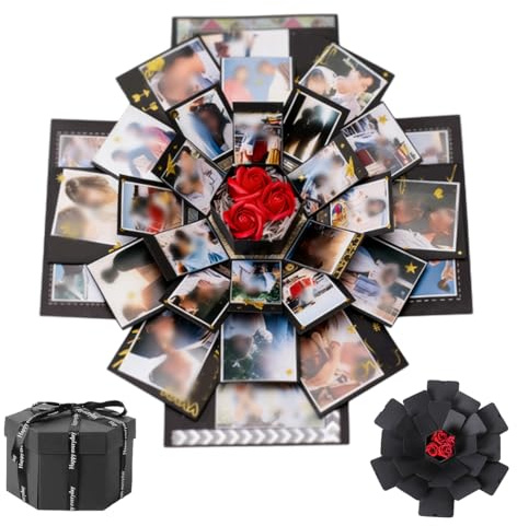 Boîte Surprise, Explosion Box, Boîte Surprise Explosion Hexagonale, Boite Cadeau Creative Album Photo, DIY Mémoire Box pour Anniversaire Mariage Saint Valentin Noël