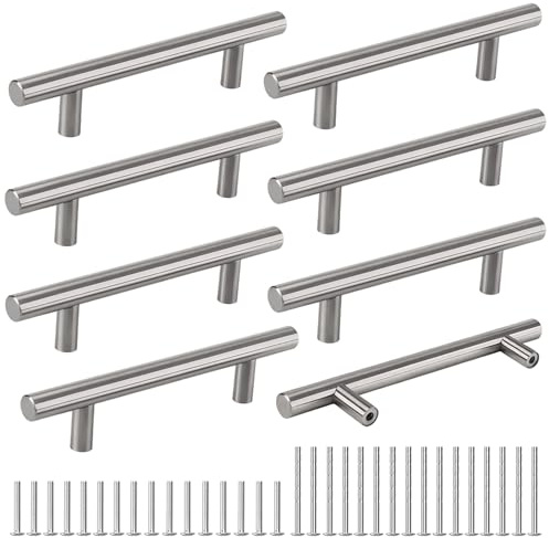 Cheukka 8 Stück Möbelgriffe Edelstahl,128mm lochabstand Küchengriffe,Silber Schrankgriffe Edelstahl,Türgriffe,Schubladengriffe,Kleiderschrank Griffe,Küche Griffe Silber