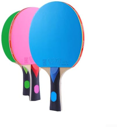 Durashmall Tischtennisschläger aus Holz, 7-lagig, langer Griff, FL-Design, buntes Gummi, mittlere Härte, Schwamm, Rundum-Spielstil, schweißabsorbierender Griff, rutschfest