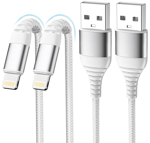 Câble iPhone Chargeur iPhone, Charger Cable 1M+2M [MFi Certified] Lightning USB Cable Fast Charging, Nylon Braided Tressé Ultra Résistant pour iPhone 14 13 12 11 Pro Max Mini XR XS X 8 7 6 5 SE, iPad